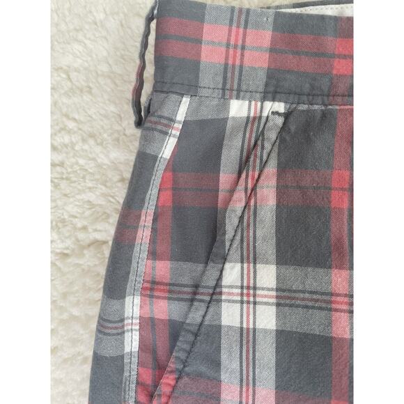 J Crew Plaid Gramercy Shorts Mens Size 36 Chino 100% Cotton Gray Pink - Picture 7 of 12